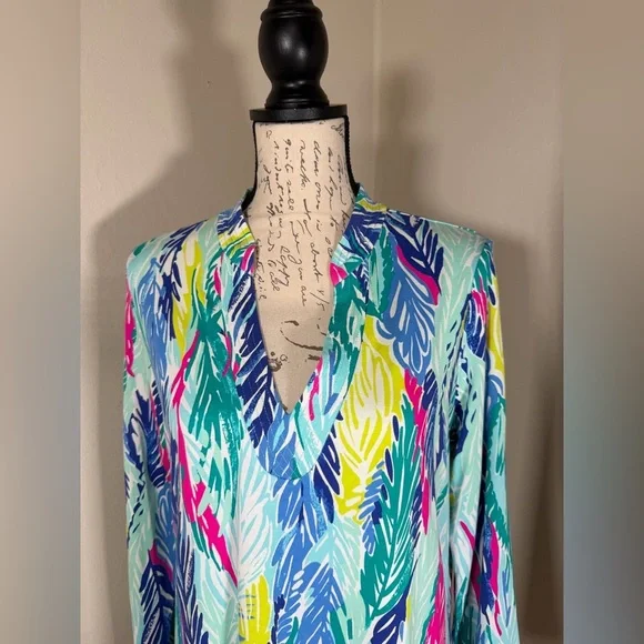 Lilly Pulitzer Multicolor Feather Print Top - Picture 2 of 9